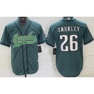 Men's Philadelphia Eagles #26 Saquon Barkley Limited Green Baseball Jersey