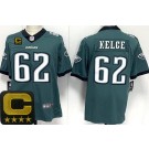 Men's Philadelphia Eagles #62 Jason Kelce Limited Green C Patch Vapor Jersey