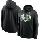 Men's Philadelphia Eagles Black Super Bowl LIX Champions Retro Logo Fleece Pullover Hoodie