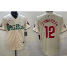 Men's Philadelphia Phillies #12 Kyle Schwarber Cream Fashion Cool Base Jersey