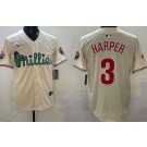 Men's Philadelphia Phillies #3 Bryce Harper Cream Fashion Cool Base Jersey