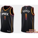 Men's Phoenix Suns #1 Devin Booker Black 2022 Statement Icon Hot Press Jersey