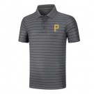 Men's Pittsburgh Pirates Anthracite Collection Striped Performance Pique Polo