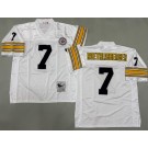 Men's Pittsburgh Steelers #7 Ben Roethlisberger White Throwback Jersey