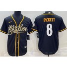 Men's Pittsburgh Steelers #8 Kenny Pickett Limited Black Baseball Jersey