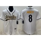 Men's Pittsburgh Steelers #8 Kenny Pickett Limited White Baseball Jersey