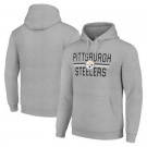 Men's Pittsburgh Steelers Starter Gray Mesh Team Graphic Tri Blend Pullover Hoodie