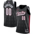 Men's Portland Trail Blazers #00 Scoot Henderson Black 2024 City Heat Press Jersey