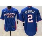 Men's Puerto Rico #2 Darell Hernaiz Blue 2026 World Baseball Classic Cool Base Jersey