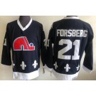 Men's Quebec Nordiques #21 Peter Forsberg Navy Throwback Jersey