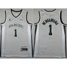 Men's San Antonio Spurs #1 Victor Wembanyama Gray 2025 Statement Sponsor Swingman Jersey