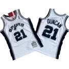 Men's San Antonio Spurs #21 Tim Duncan White 1998 Throwback Swingman Jersey