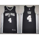 Men's San Antonio Spurs #4 De'Aaron Fox Black Swingman Jersey