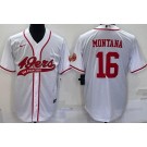 Men's San Francisco 49ers #16 Joe Montana White Baseball Jersey