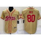 Men's San Francisco 49ers #80 Jerry Rice Gold Baseball Jersey
