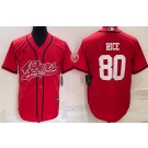 Men's San Francisco 49ers #80 Jerry Rice Red Baseball Jersey