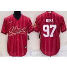 Men's San Francisco 49ers #97 Nick Bosa Red Stripes Baseball Jersey