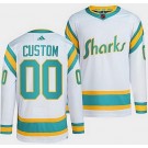 Men's San Jose Sharks Customized White 2022 Reverse Retro Authentic Jersey