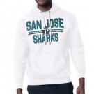Men's San Jose Sharks Starter White Mesh Look Team Name Logo Tri Blend Pullover Hoodie