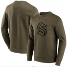Men's Seattle Kraken Khaki Iconic Preferred Logo Graphic Crew Sweatshirt