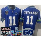 Men's Seattle Seahawks #11 Jaxon Smith Njigba Limited Blue 250th 50th LX FUSE Vapor Jersey