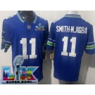Men's Seattle Seahawks #11 Jaxon Smith Njigba Limited Blue Super Bowl LX FUSE Vapor Jersey