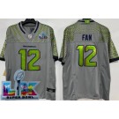Men's Seattle Seahawks #12 Fan Limited Gray Rivalries Super Bowl LX Vapor Jersey