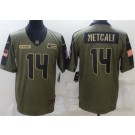 Men's Seattle Seahawks #14 DK Metcalf Limited Olive 2021 Salute To Service Jersey