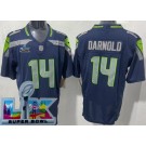 Men's Seattle Seahawks #14 Sam Darnold Limited Navy Super Bowl LX FUSE Vapor Jersey