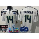 Men's Seattle Seahawks #14 Sam Darnold Limited White 250th 50th LX FUSE Vapor Jersey