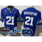 Men's Seattle Seahawks #21 Devon Witherspoon Limited Blue 250th 50th LX FUSE Vapor Jersey