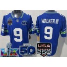 Men's Seattle Seahawks #9 Kenneth Walker III Limited Blue 250th 50th LX FUSE Vapor Jersey