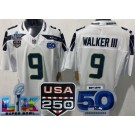 Men's Seattle Seahawks #9 Kenneth Walker III Limited White 250th 50th LX FUSE Vapor Jersey