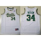 Men's Seattle Sonics #34 Ray Allen White Throwback Swingman Jersey
