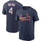 Men's St Louis Cardinals #4 Yadier Molina Navy Printed T Shirt 112608