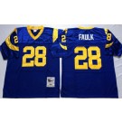 Men's St Louis Rams #28 Marshall Faulk Blue Throwback Jersey