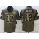 Men's Tampa Bay Buccaneers #12 Tom Brady Limited Olive 2021 Salute To Service Jersey