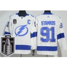 Men's Tampa Bay Lightning #91 Steven Stamkos White 2022 Stanley Cup Authentic Jersey