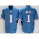 Men's Tennessee Titans #1 Warren Moon Limited Light Blue Throwback FUSE Vapor Jersey