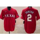 Men's Texas Rangers #2 Marcus Semien Red Team Logo Cool Base Jersey