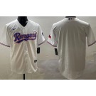 Men's Texas Rangers Blank White Team Logo Cool Base Jersey