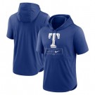 Men's Texas Rangers Lockup Blue Performance Short Sleeved Pullover Hoodie