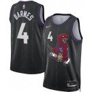 Men's Toronto Raptors #4 Scottie Barnes Black 2024 City Heat Press Jersey