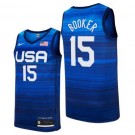 Men's USA #15 Devin Booker Blue 2021 Tokyo Olympics Hot Press Basketball Jersey