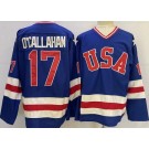 Men's USA #17 Jack O'Callahan Blue 1980 Olympics Authentic Jersey
