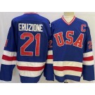 Men's USA #21 Mike Eruzione Blue 1980 Olympics Authentic Jersey