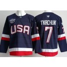 Men's USA #7 Brady Tkachuk Navy 2025 4 Nations Face Off Authentic Jersey