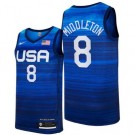 Men's USA #8 Khris Middleton Blue 2021 Tokyo Olympics Hot Press Basketball Jersey