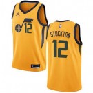 Men's Utah Jazz #12 John Stockton Yellow Icon Hot Press Jersey