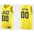 Men's Utah Jazz Custom Yellow 2022 Icon Heat Press Jersey